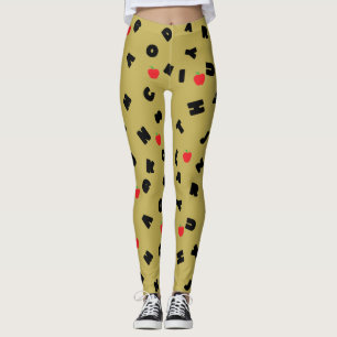 Leggings Carta ABC niño estudiante de manzana XYZ Volver a