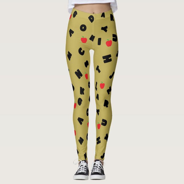 Leggings Carta ABC niño estudiante de manzana XYZ Volver a  (Anverso)