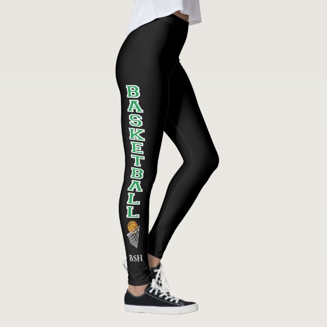 Leggings Cartas de básquetbol en una leyenda verde y blanca (Derecha)