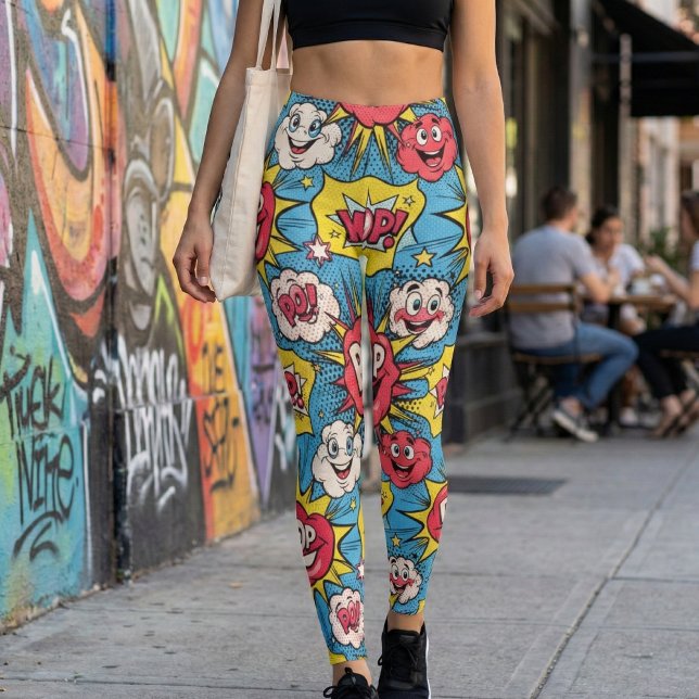 Leggings Cartoon Burst Fun Design - Comic Pop Art Explosion (Subido por el creador)