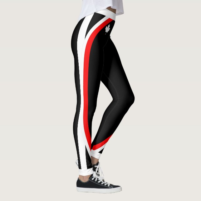 Leggings Casas patrióticas de Canadá con tiras de nombre y  (Derecha)