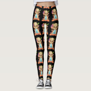 Leggings Cascada y Mariachi de Dia de Muertos Skull