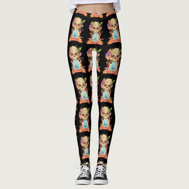 Leggings Cascada y Mariachi de Dia de Muertos Skull (Anverso)