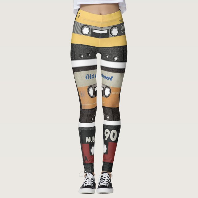 Leggings Casete de audio retro, fondo aislado. (Anverso)