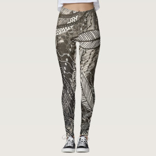 Leggings Casi en todas partes 2 Pintura acrílica en negro y