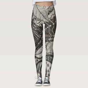 Leggings Casi en todas partes 5 Arte Acrílico en Blanco y N