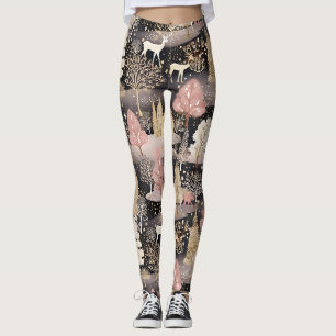 Leggings Castillo de Fantasía de Ciervo de Invierno Rosa (3