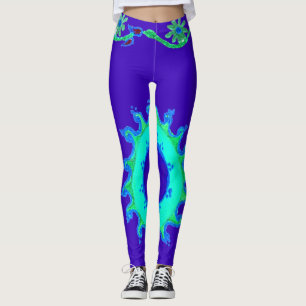 Leggings Casual aqua turquesa coral verde azulado y diseño 