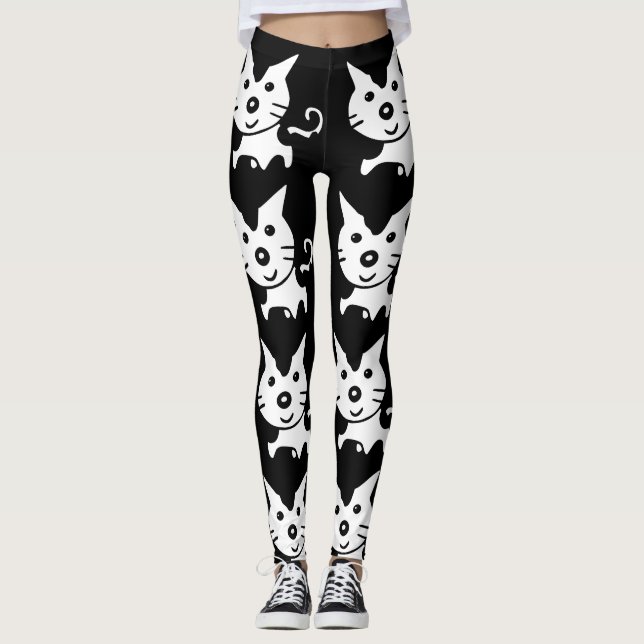 LEGGINGS CAT IMPRIMIR PANTALLAS DE YOGA NEGRO (Anverso)