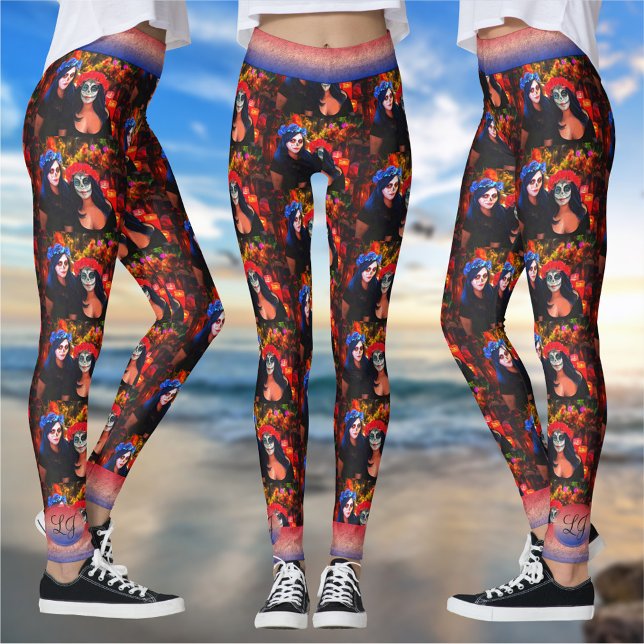 Leggings Catrinas de Vallarta con flores y velas 1718 (Subido por el creador)