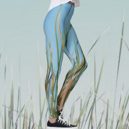 Leggings Cattails Resumen Moda cielo azul