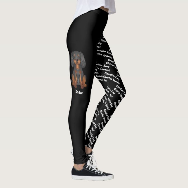 Leggings Cavalier de raza Black & Tan y nombre del perro (Derecha)