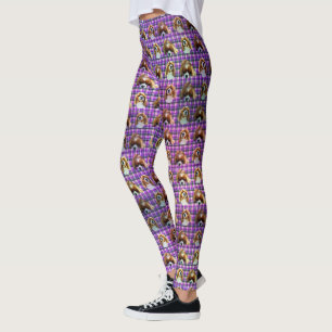 Leggings Cavalier español morado de tartán, esposas