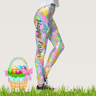 Leggings Caza de huevos de conejo de Pascua Patchwork