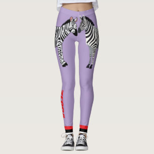 Leggings Cebra adorable Fondo púrpura Femenina linda