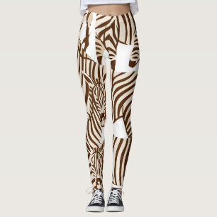 Leggings Cebras, sabana silvestre, patrón sin soldadura