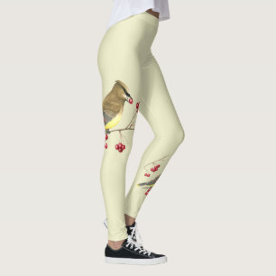 Leggings Cedar Waxwing Bird Art