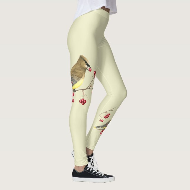 Leggings Cedar Waxwing Bird Art (Derecha)