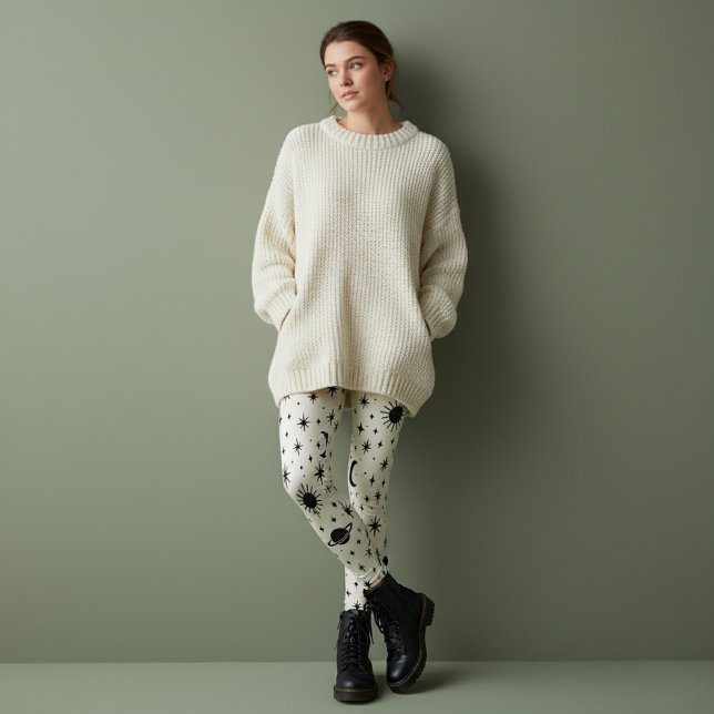 Leggings Celestial Sun Moon Stars Cream (Subido por el creador)