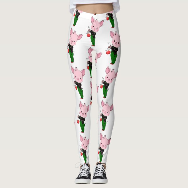 Leggings cerdo hipster navidad (Anverso)