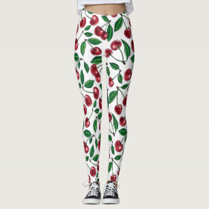 Leggings Cerezas rojas en blanco