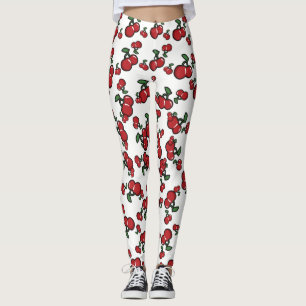 Leggings Cerezas Rojas y Frutas Lindas Blancas (Cualquier C