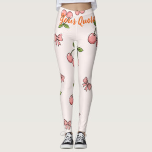 Leggings Cerezas rosadas y lazos adorable patrón continuo