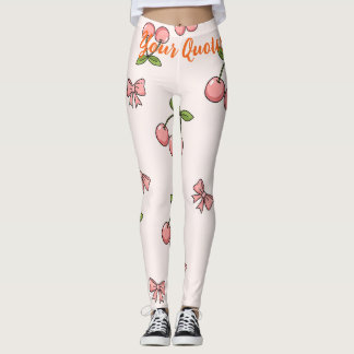 Leggings Cerezas rosadas y lazos adorable patrón continuo