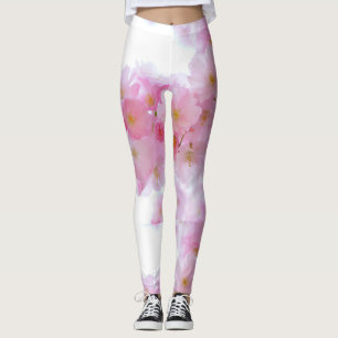 Leggings Cerezo japonés rosa florece en plantaciones de yog