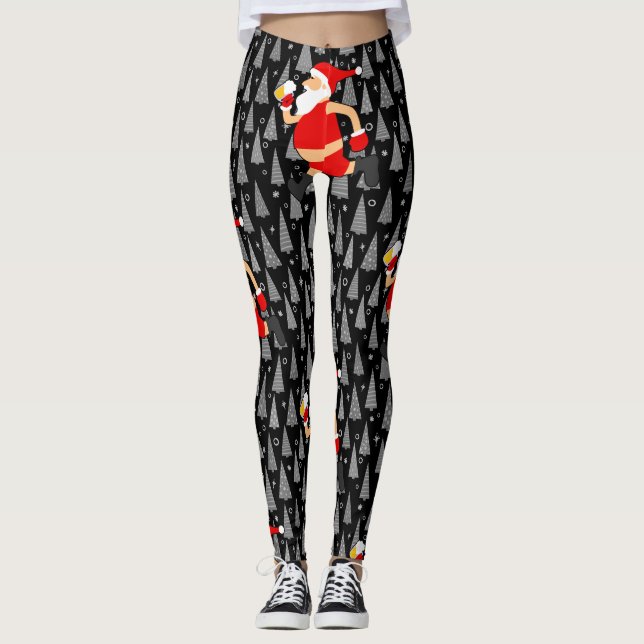 Leggings cerveza divertida santa claus (Anverso)