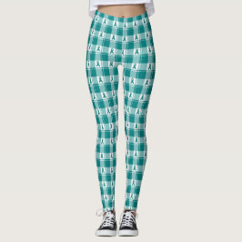 Leggings Cervical Cancer Awareness Plaid Teal Ribbon