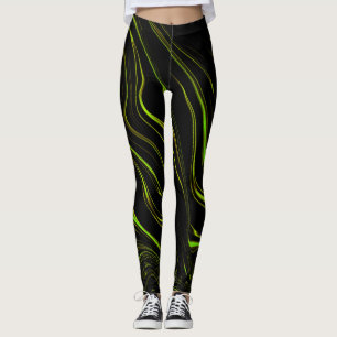 Leggings Césped dorado, rastros largos de color verde ondul
