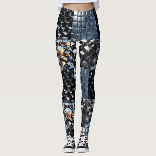 Leggings CGI Metallic Cube Grid with Reflective Golden Ligh (Anverso)