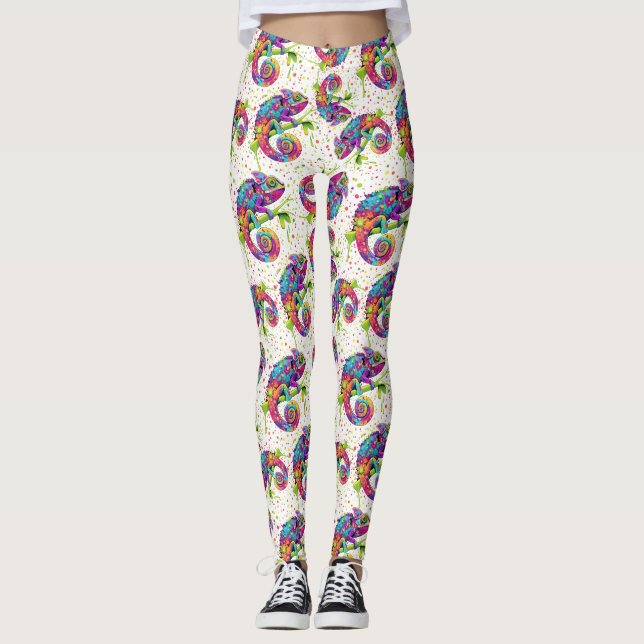 Leggings Chameleon Paint Stains Watercolor Style (Anverso)