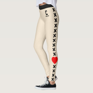 Leggings Champagne Dorado Negro Patrón Rojo Amor Personaliz