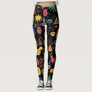 Leggings Chaotic Doodle Art Shirt - Fun Abstract Sketch
