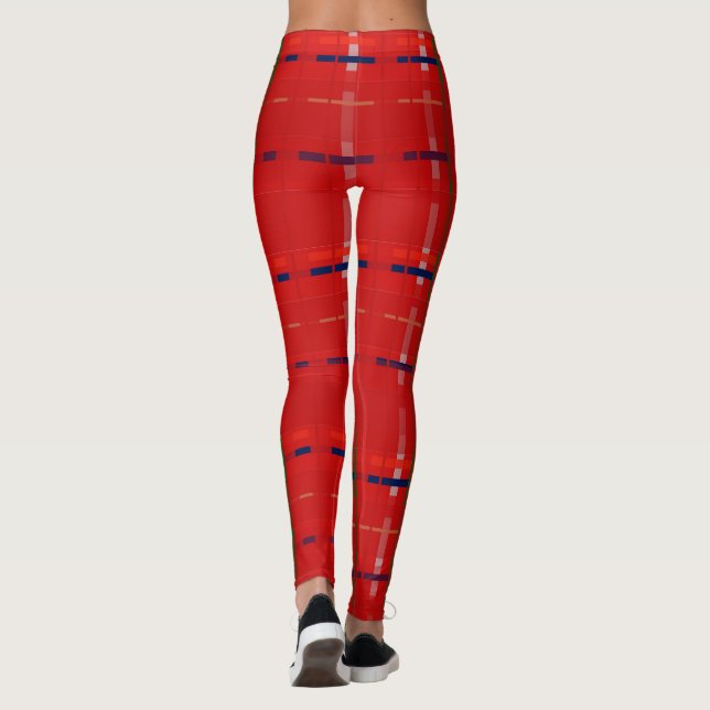 Leggings chapado en rojo, oro, verde, plata y azul (Reverso)