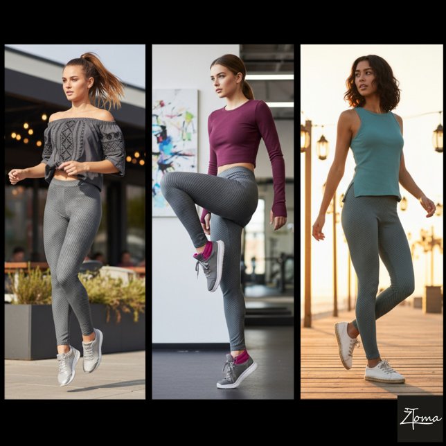 Leggings Charcoal Diagonal Glitch Woven Striation (Subido por el creador)