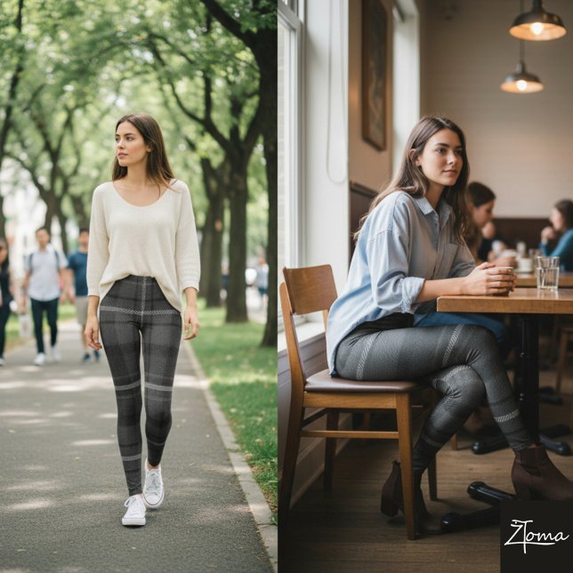 Leggings Charcoal Gray Monochromatic Square Plaid Tartan (Subido por el creador)