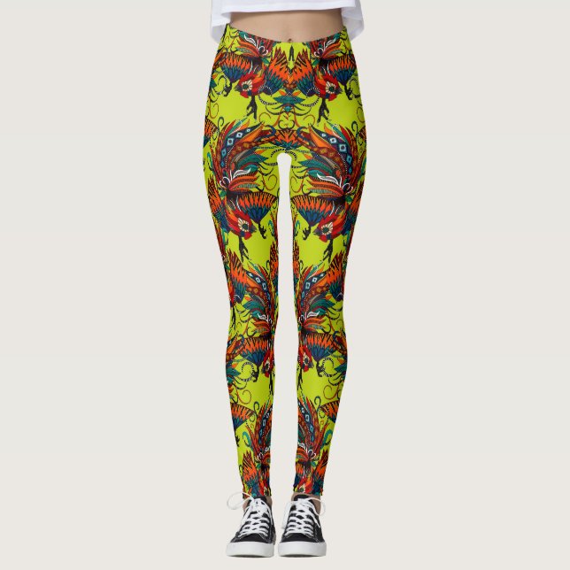 Leggings chartreuse de tinta de gallo (Anverso)