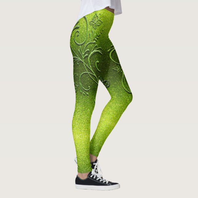 Leggings Chartreuse Green Purpurina Ombre Mariposa Sparking (Derecha)