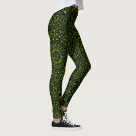 Leggings Chartreuse Mandala verde con negrita simetría