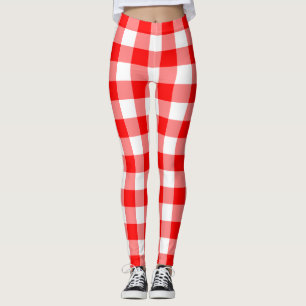 Leggings Cheques de Gingham de tamaño grande en rojo y blan