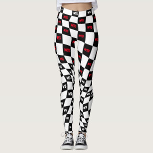 Leggings cheques de pista de carreras rojas y blancas