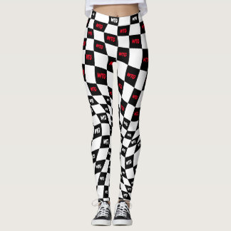 Leggings cheques de pista de carreras rojas y blancas