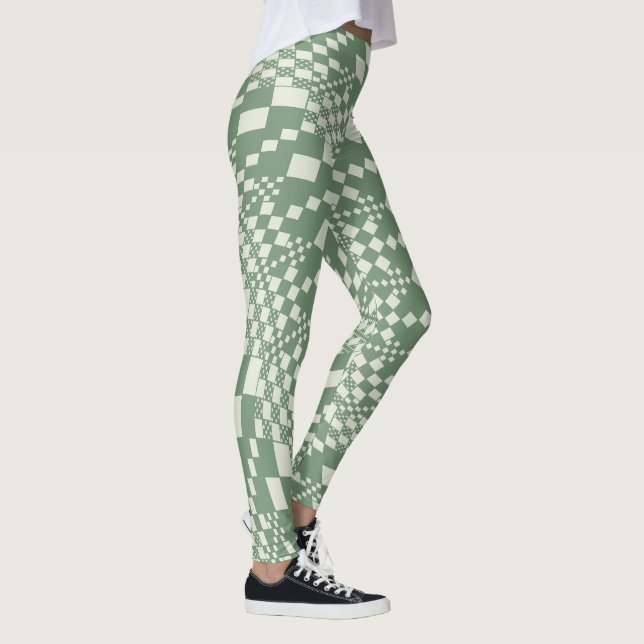 Leggings Cheques retorcidos en verde (Derecha)