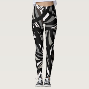 Leggings Cheques salvajes y batidos de blanco y gris negro