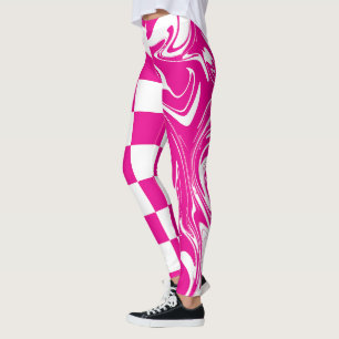 Leggings Cheques y muelles en magenta y blanco