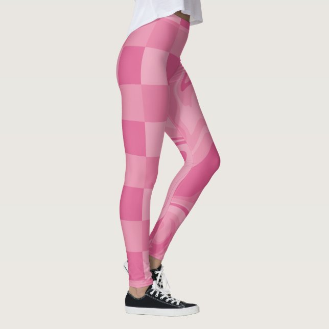 Leggings Cheques y Swirls - Rosa (Derecha)