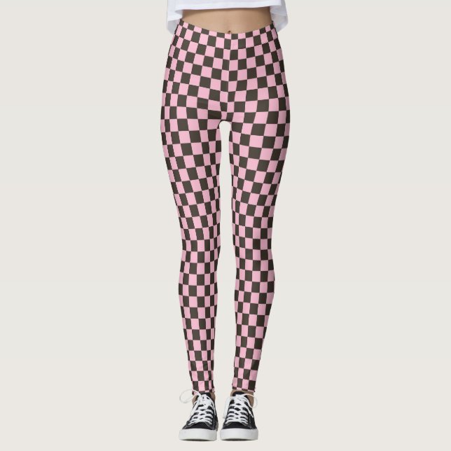 Leggings Cherry blossom checkered board pattern (Anverso)